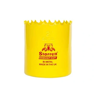 Image of Starrett Deep Cut Hole Saw DCH0118 Heavy Duty Bi Metal with Extra Cobalt HSS Teeth For Metals Wood Cast Iron Fibreglass Plastic Materials 29mm