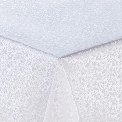 Image of Home Direct Embossed Rectangular Oilcloth PVC Wipe Clean Tablecloth 140cm x 200cm 55x78 White