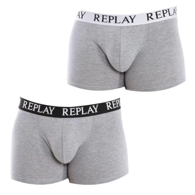 Image of Replay Mens Pack 2 Boxers I101005 men Grey Size Large