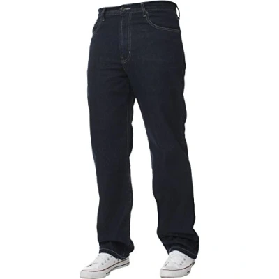 Image of New Mens Straight Leg Basic Heavy Work Jeans Denim Pants All Waist Big Sizes 38W X 34L Indigo