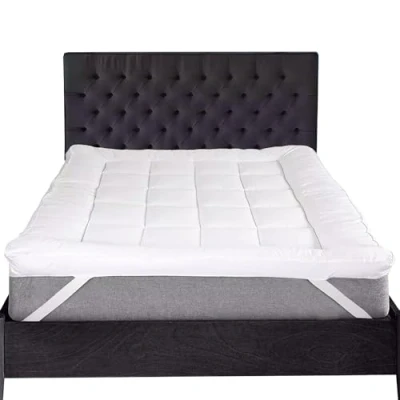 Image of Extra Thick Mattress Topper Bed 10cm Hotel Quality Microfiber Filled Box Stitched Quilted 4&quot; with Corner Straps Hypoallergenic Soft and Firm (Super King)