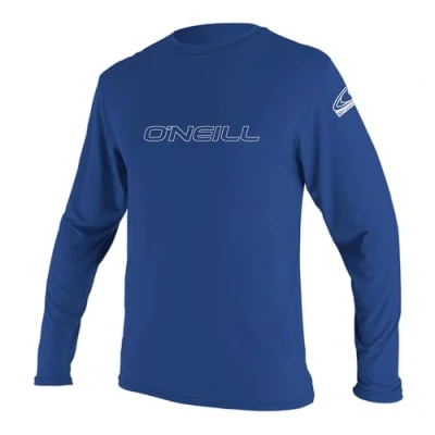 Image of O&#039;Neill Wetsuits Men&#039;s Basic Skins Long Sleeve Rash Vest, Pacific, XS UK
