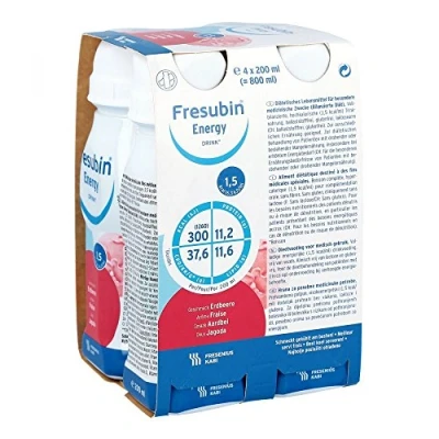 Image of Fresenius Kabi Fresubin Energy Drink Strawberry bottle, 4 x 200 ml individual pack