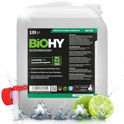 Image of BiOHY Floor Cleaner (10l Canister) Discharge tap Concentrate for all cleaning machines and hard floors Pleasant smell streak free (Bodenreiniger)