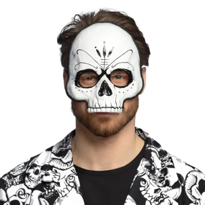 Image of Boland 72368 Skull Mask, Fancy Dress Mask for Costumes, Halloween, Carnival and Theme Party