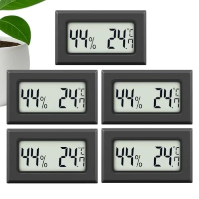 Image of MAVORI® Mini Thermometer &amp; Hygrometer Indoor Digital 2in1 Humidity Meter Professional Temperature and Monitor for Home Highly Precise Pack of 5 (Black)