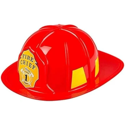 Image of jokeshop Adults Red Fireman Helmet Firefighter Fire Chief Hat Unisex Fancy Dress Emergency Services