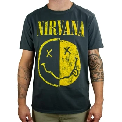 Image of Amplified Nirvana Spiced Smiley Charcoal T Shirt (XX)