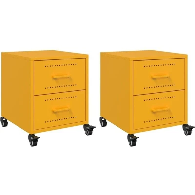 Image of vidaXL Bedside Cabinets 2 pcs Mustard Yellow 36x39x43.5 cm Steel