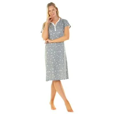 Image of Undercover Ladies &#039;Heather Stars&#039; Short Sleeve Nightie 05345 Grey Small