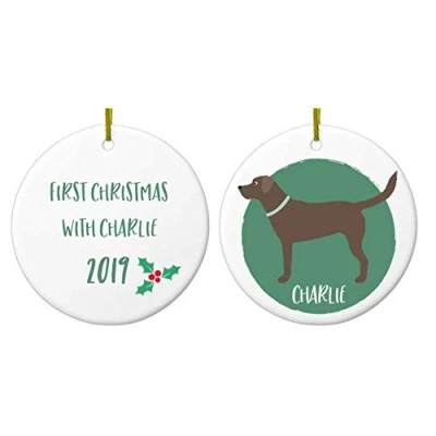 Image of NOT JUST A PRINT Personalised Dog Christmas Decoration Bauble Owner Gift Memorial Ornament (Chocolate Labrador)