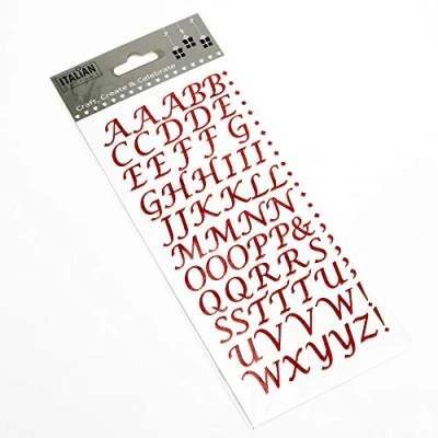 Image of 15mm Script Red Glitter Self Adhesive Alphabet Sticker Letters Craft Embellishment