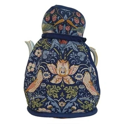 Image of William Morris Strawberry Thief Navy Victorian Tea Cosy