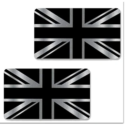 Image of Biomar Labs® 2 x Vinyl Stickers Silver Decals UK Union Jack GB National England United Kingdom Flag Car Motorcycle Helmet B 256