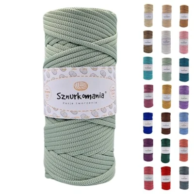 Image of Polyester Cord 5 mm 100 m, Many Colours, Flat Cord, Crochet Macrame Yarn, Shiny Comania (Light Olive)