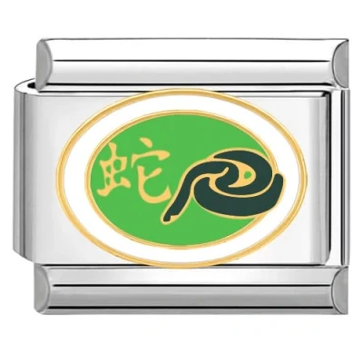 Image of Quiges 9mm Italian Style Charm Link Module Stainless Steel Chinese Horoscope Snake for Bracelets