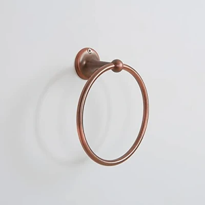 Image of Milano Elizabeth Traditional Bathroom Wall Mounted Round Towel Ring Holder Oil Rubbed Bronze