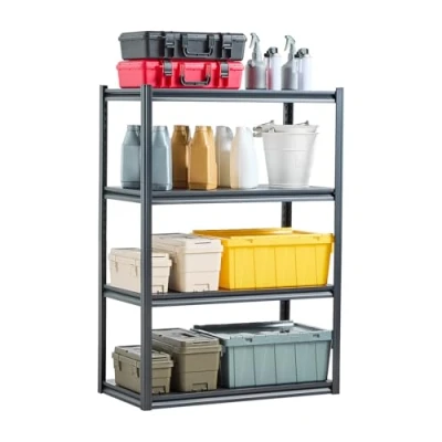 Image of VEVOR Storage Shelves, 2400 lbs, 4 Tier Garage Shelving, 20&quot; D x 40&quot; W 57&quot; H Adjustable Metal Shelves for Utility Rack Shelf, Ideal Kitchen, Warehouse, Basement, Black