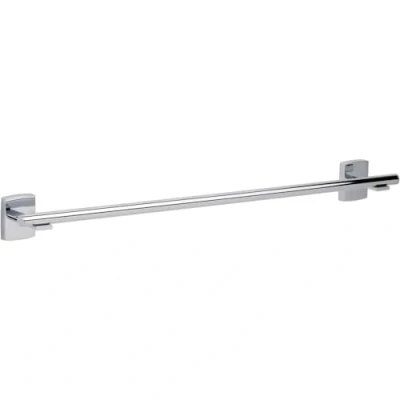 Image of tesa KLAAM Towel Rail No Drill Holder in Chromed Metal Stainless Waterproof Includes Removable Glue Solution