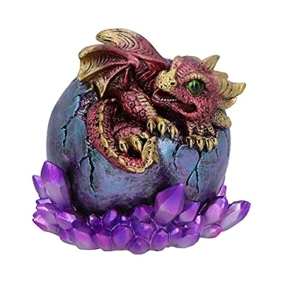 Image of Nemesis Now Crimson Hatchling Glow Dragon Red Dragonling Crystal Figurine, 12.5cm