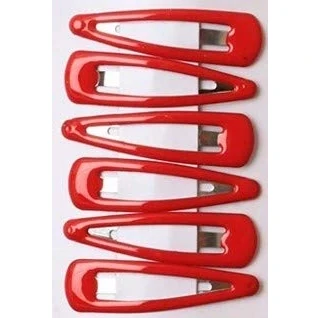 Image of La Peach Fashions Girls Epoxy Coated School Colour Snap Clips Hair Clip Sleepies Size 5 cm (Red)