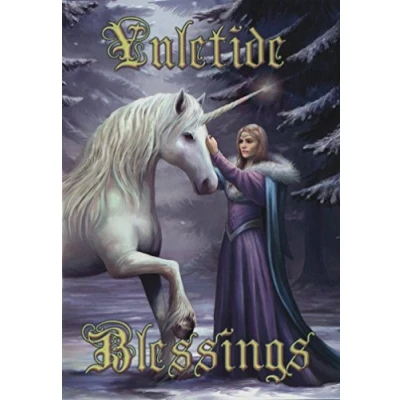 Image of Pure Magic Unicorn Yule Christmas Fantasy Art Anne Stokes Greeting Card