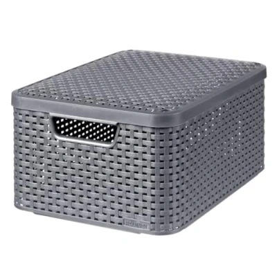Image of Curver Basket with lid Rattan Style Medium