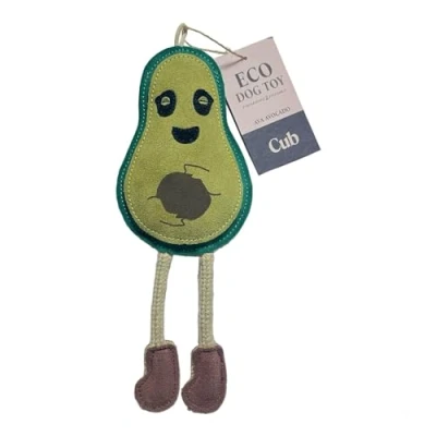 Image of Cub Avocado Dog Toy Eco Made From Suede, Jute, Coconut Recyclable Biodegradable