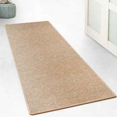 Image of casa pura Kitchen Rug Runner 80 x 150 cm for Kitchen, Hallway, Bedroom &amp; Living Room Bed Non Slip Washable in Sisal Look Hallway Carpet Sold by the Metre Made to Measure (Natural,