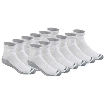 Image of Dickies Men&#039;s Dri tech Moisture Control Quarter Socks, Available in M XXL (6, 18, White (12 Pairs), X Large (Pack of 12)
