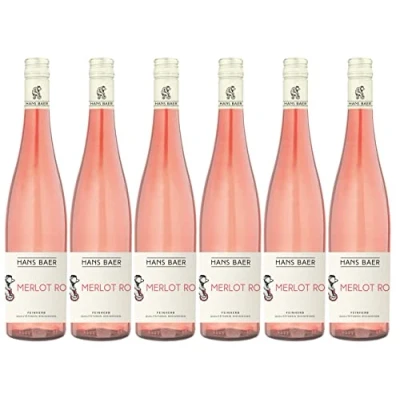 Image of Hans baer Merlot rosé German wine Rheinhessen, Germany (6 x 0.75 L)