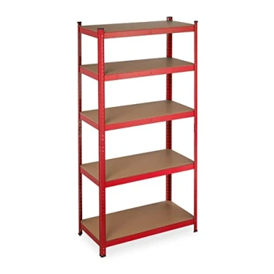 Image of Relaxdays Heavy Duty Shelving, Red, 180 x 90 45 cm