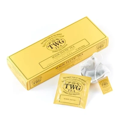 Image of TWG Tea Magic Flute Black Strawberry 15 Hand Sewn Cotton Bags Gift Set