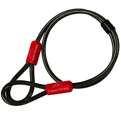 Image of EVEREST FITNESS Heavy Duty Bike Lock Cable for Security 76cm Long x 6mm Universal Anti Theft Steel Bicycle Loop Compatible with All Locks