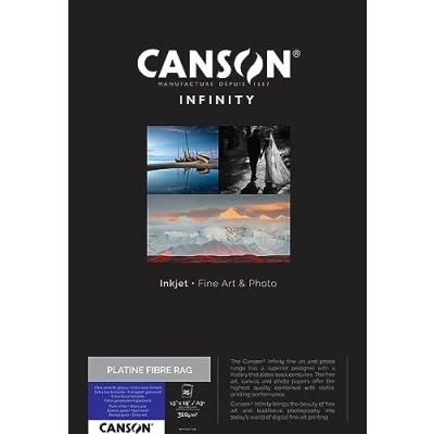 Image of Canson Infinity Platine Fibre Rag 310gsm, Natural White Smooth Inkjet Paper, A3+, Box of 25 Sheets