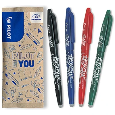 Image of PILOT FriXion 0.7 Pack of 3+1 Roller ball Pens Black/Blue/Red/Green Medium Nib