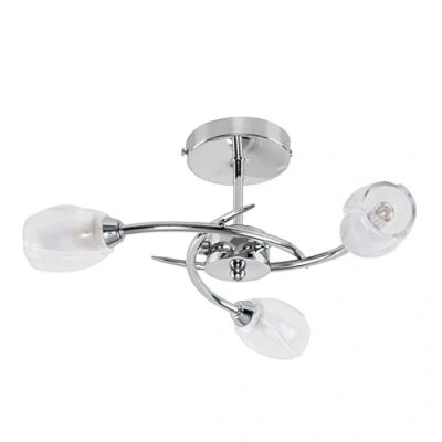 Image of Modern Chrome 3 Way Ceiling Light with Frosted Glass Shades