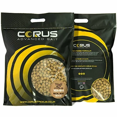 Image of Corus 5kg 15mm Carp Fishing Boilies Tigernut Citrus Shelf life Baits Bait