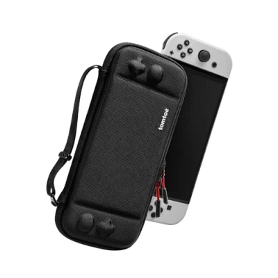 Image of tomtoc Protective Switch Case for Nintendo OLED and Switch, Slim Hard Game Travel Carrying Bag Compatible with Console Accessories, Matcha