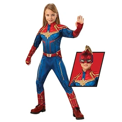 Image of Rubie&#039;s 700597L000 Captain Marvel Fancy Dress, Girls, Multicolour, L