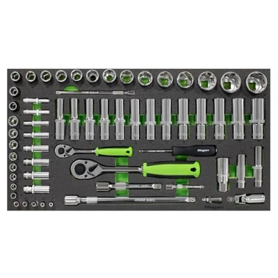 Image of Siegen Tool Tray with Socket Set 1/4&quot; and 1/2&quot; Square Drive Metric 62 Piece