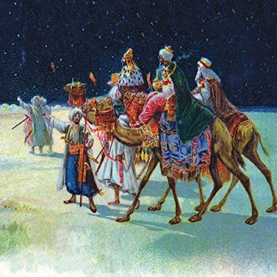 Image of Charity Christmas Cards Religious 3 Wise Men At Night Gloss Finish Pack of 5