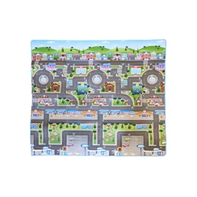 Image of Prince Lionheart Play Mat Double Sided Interactive Illustrations Small World Tummy Time Waterproof Wipe Clean Indoor &amp; Outdoor Durable 1.76m x 1.98m City Farm Design