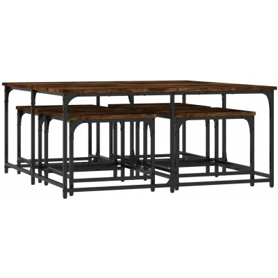 Image of vidaXL Nesting Coffee Tables 5 pcs Smoked Oak Engineered Wood