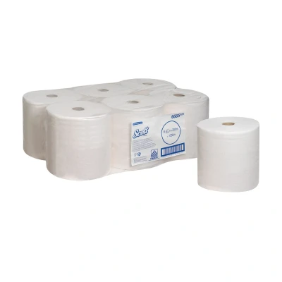 Image of Scott Performance 6665, Rolled Hand Towels , 1 Ply, White, 6 rolls x 200 m