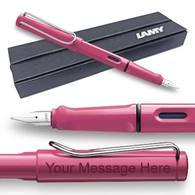 Image of Fountain Pen Lamy Safari Personalised with Engraving (Pink, Broad Nib)