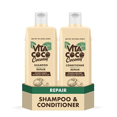 Image of Vita Coco Repair Shampoo and Conditioner Bundle for Damaged hair (2 x 400ml) protects repairs nourishes the with 100 Percent Natural Coconuts