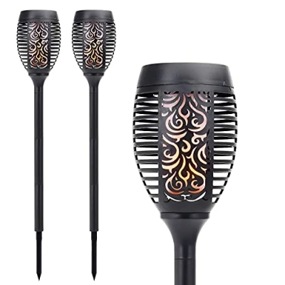 Image of Solalite® 2 Pack 51 LED Solar Torch Light Dancing Flickering Flame Effect Stake Waterproof Outdoor Garden Landscape Path Lamp