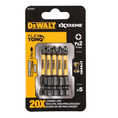 Image of Dewalt DT7391TQZ 50 mm PZ2 IR Torsion Bits (Pack of 5)