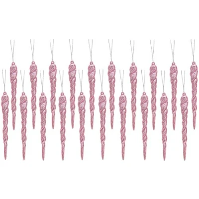 Image of Christmas Concepts® 12cm Glitter Icicle Decorations Tree Trims (BABY PINK, 20)